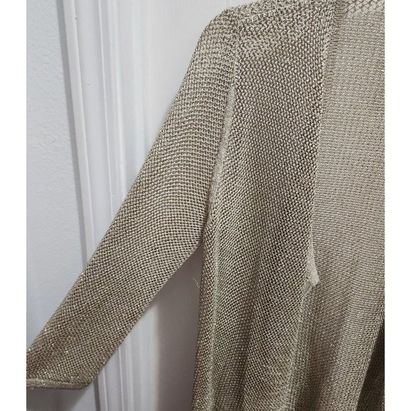 Chicos Travelers Women's Open Knit Open Cardigan Sweater Gold Metallic Sz 0 (S) - Picture 4 of 8